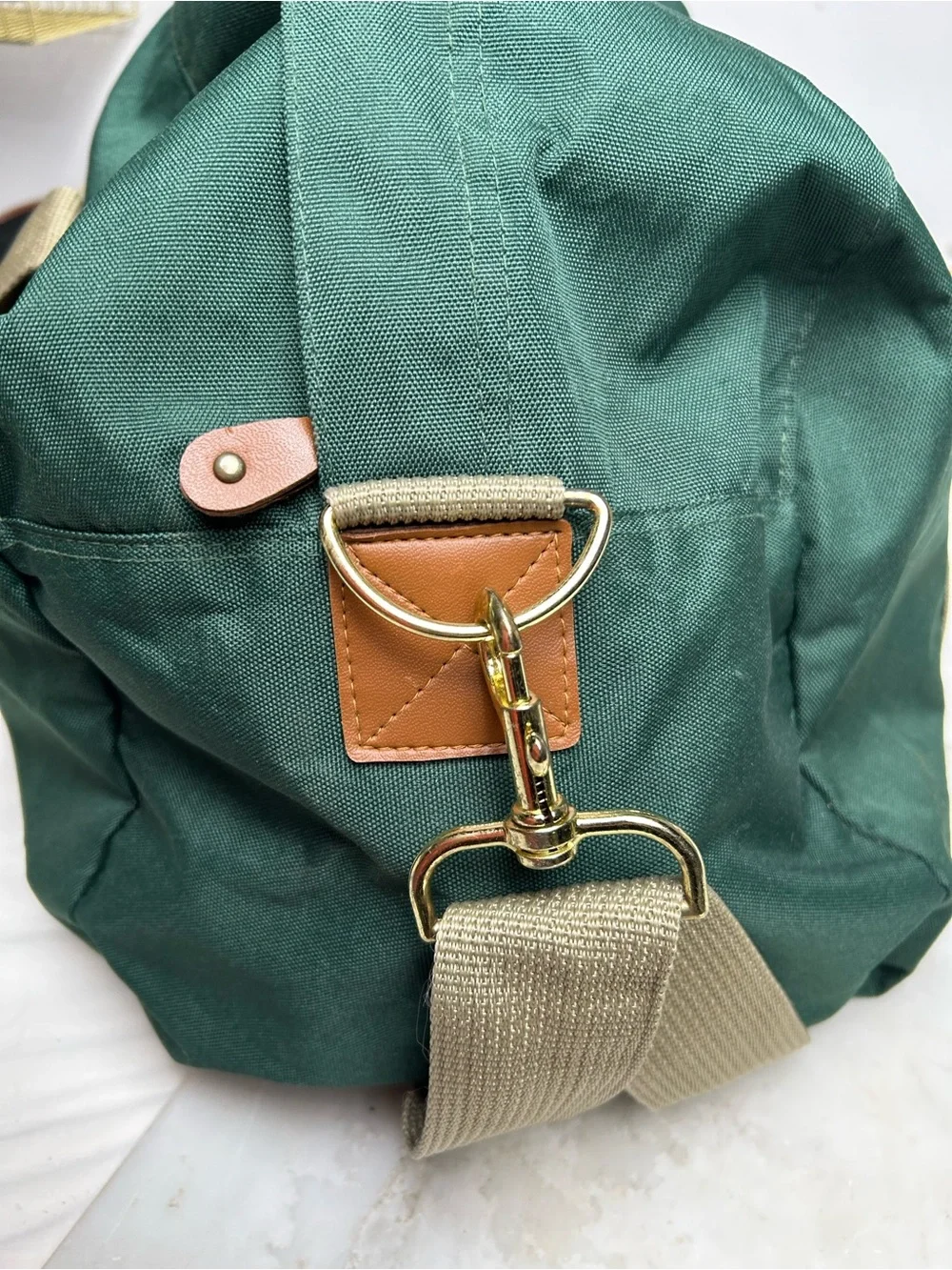Vintage Texaco Additive Green Canvas Weekender Duffel Bag with Tan Straps